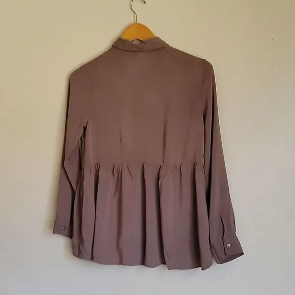 BONGO blause collar with buttons size S/C brown - Picture 10 of 12